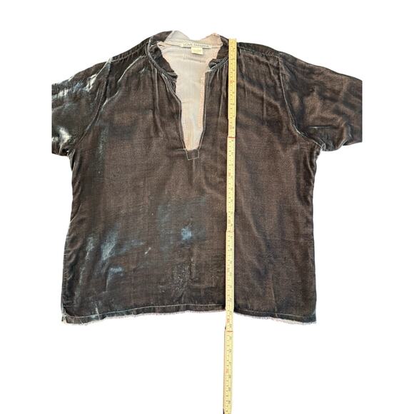 Love Tanjane Velvet Raw Hem Top M Gray Brown Slouchy Boho Handmade Ojai Ca - Picture 3 of 16